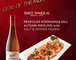 Penfolds Koonunga Hill Autumn Riesling with Salt & Pepper Prawn